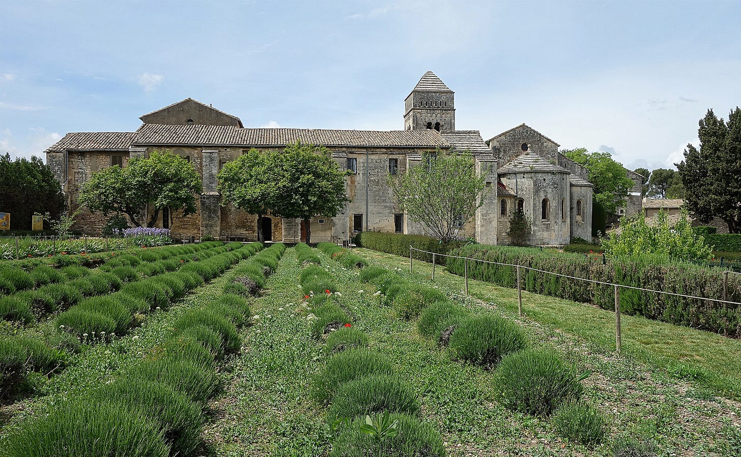 The stone buildings of the former monastery seen from its garden. The stone buildings of the former monastery seen from its garden.