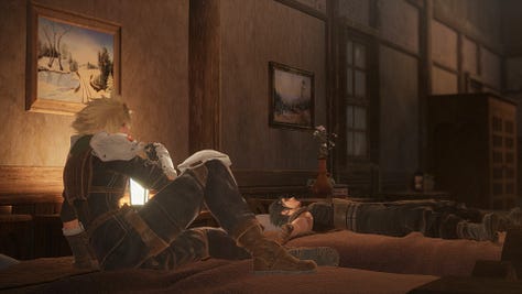 Cloud and Zack rest at the inn before running over to the Shinra manor to look for Sephiroth (Crisis Core)
