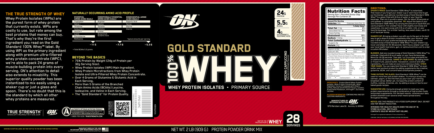 OPTIMUM NUTRITION 100 Gold Standard Whey Mocha Cappuccino 2 lbs. $29.99 -  PicClick