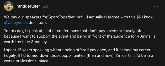 Screenshot from Threads of the comments from Rand Fishkin, linked above