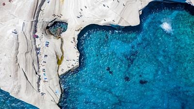The chalk rock formations of Sarakiniko, Milos island