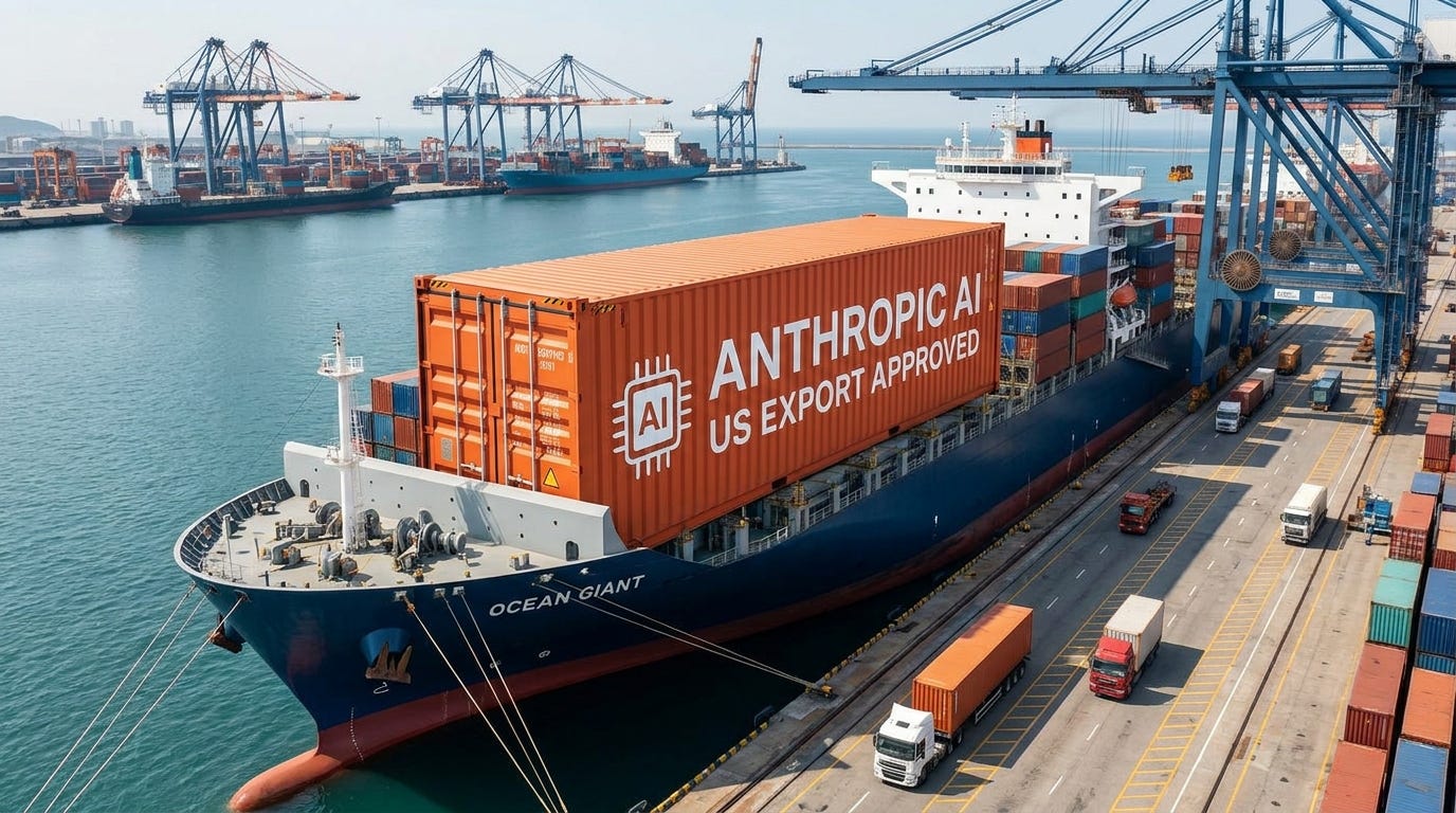 - Mỹ nới lỏng xuất khẩu, mô hình Anthropic vươn ra toàn cầu. - **Alt-text:** Hình ảnh một tàu container lớn tại cảng, trên đó có một container ghi chữ 'ANTHROPIC AI' và 'US EXPORT APPROVED'. - Mỹ nới lỏng xuất khẩu, mô hình Anthropic vươn ra toàn cầu. - **Alt-text:** Hình ảnh một tàu container lớn tại cảng, trên đó có một container ghi chữ 'ANTHROPIC AI' và 'US EXPORT APPROVED'.