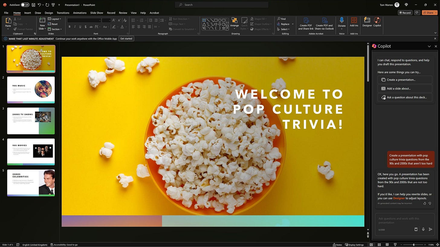 Copilot in PowerPoint.