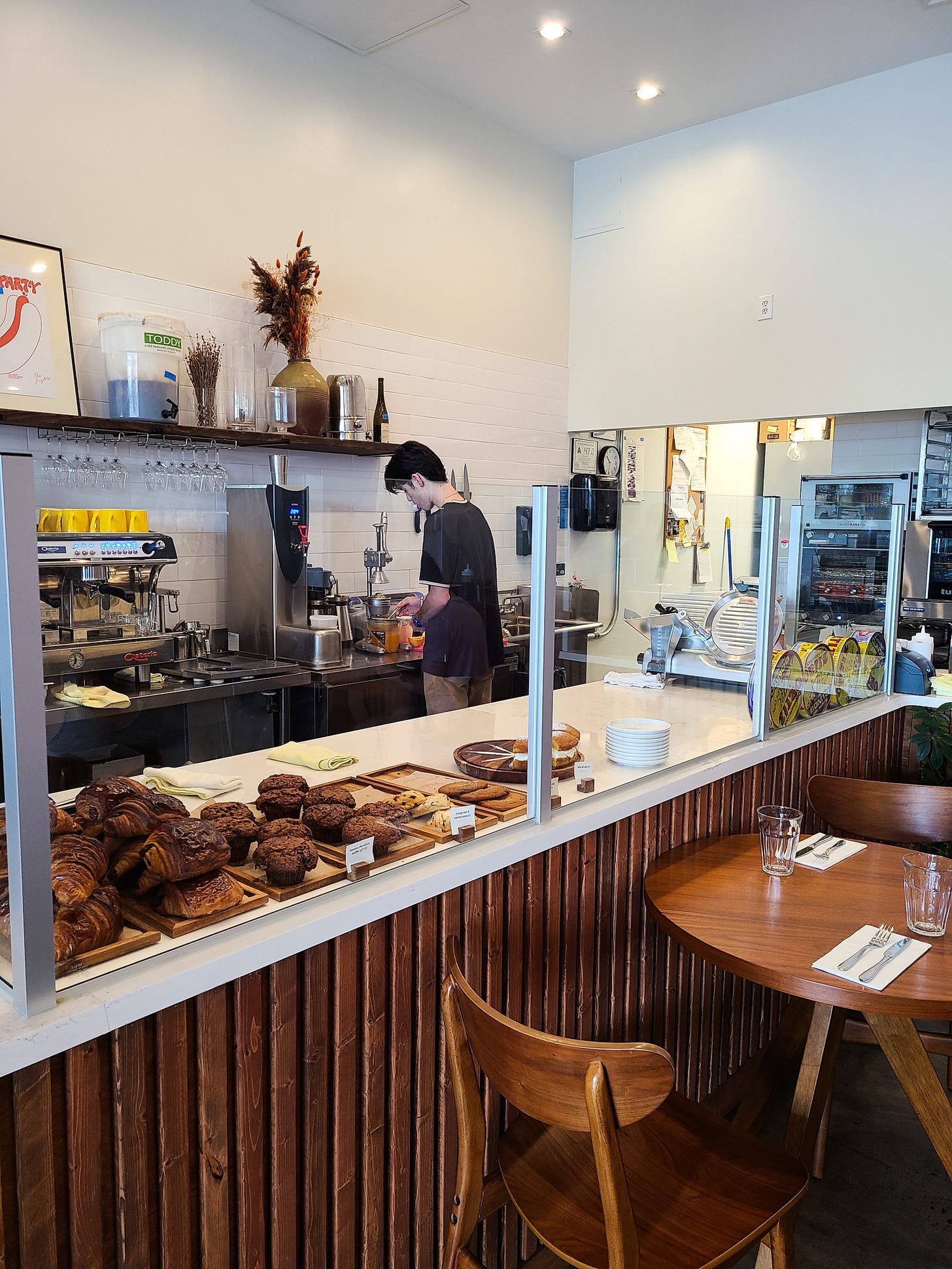 The Lights Cafe pastry case + kitchen