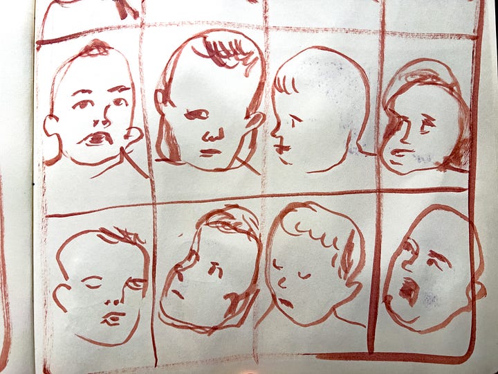 drawings of a baby from an expressions book