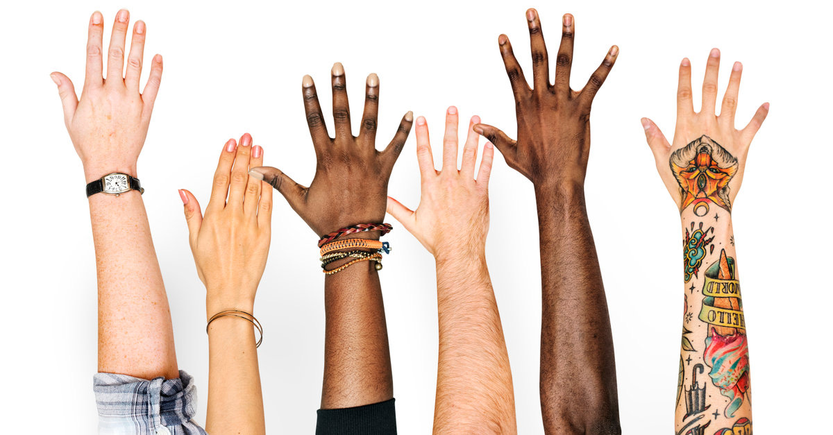 raised hands, photo by rawpixel