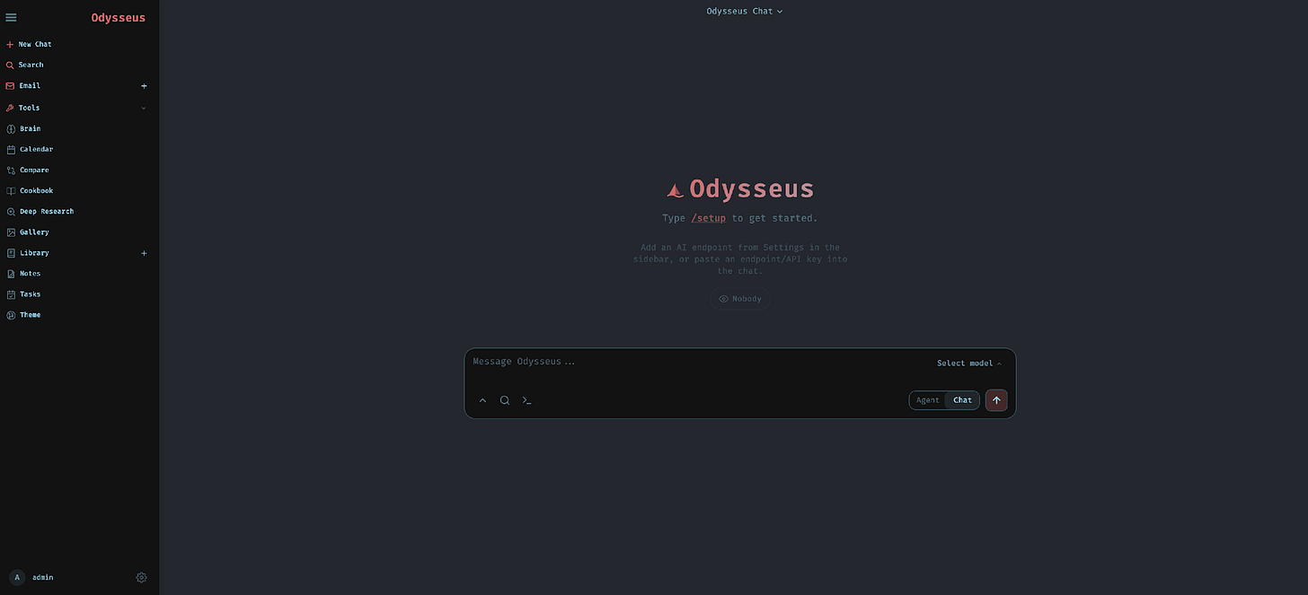 Odysseus main interface Odysseus main interface