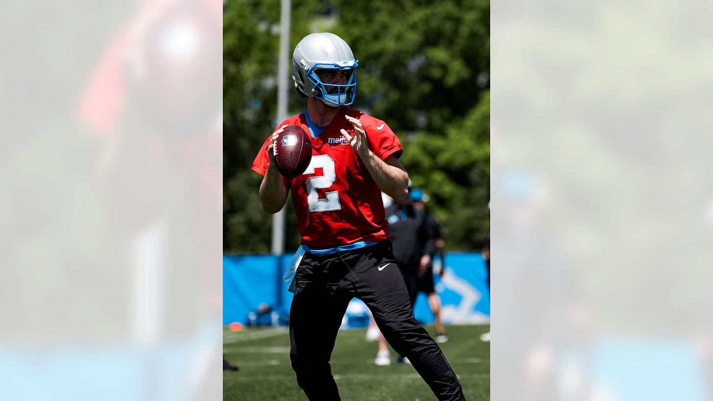 Luke Altmyer practicing at Detroit Lions OTA 2026 Luke Altmyer practicing at Detroit Lions OTA 2026