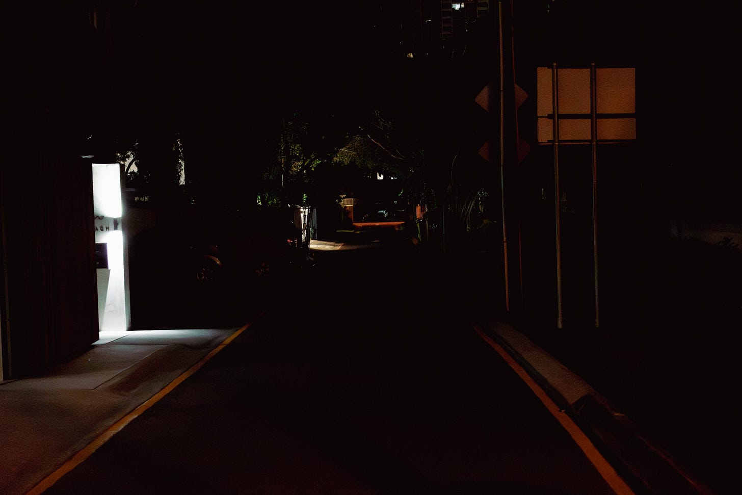 Dark Urban Street at Night