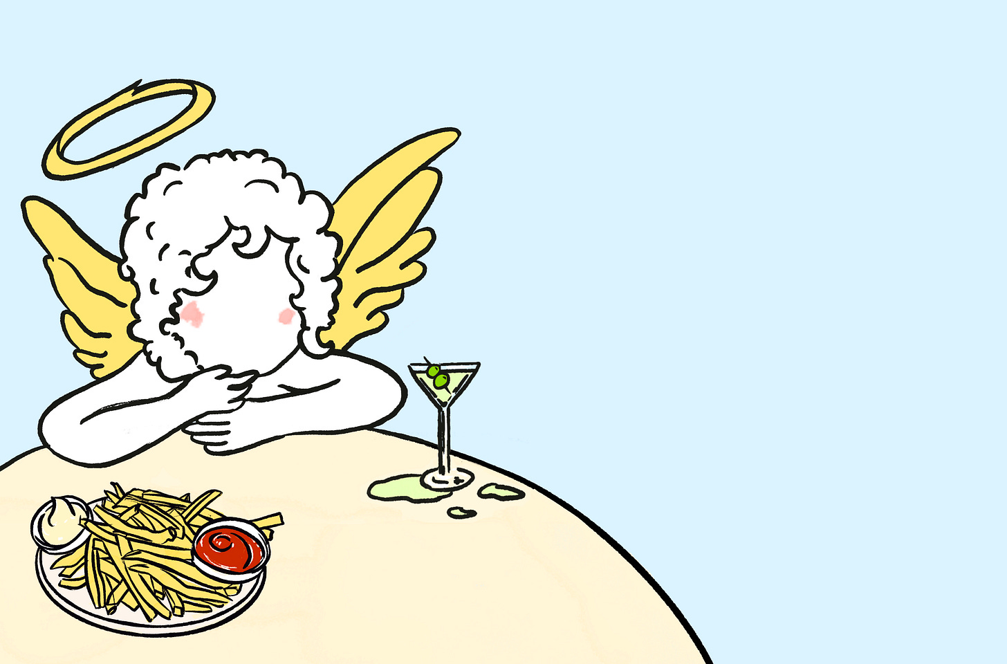 The Angel enjoying a New York happy meal