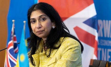 Suella Braverman at a press conference in Kigali, Rwanda, 18 March 2023. Suella Braverman at a press conference in Kigali, Rwanda, 18 March 2023.