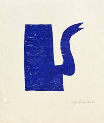 Klaas Gubbels Blauwe Kan Houtdruk