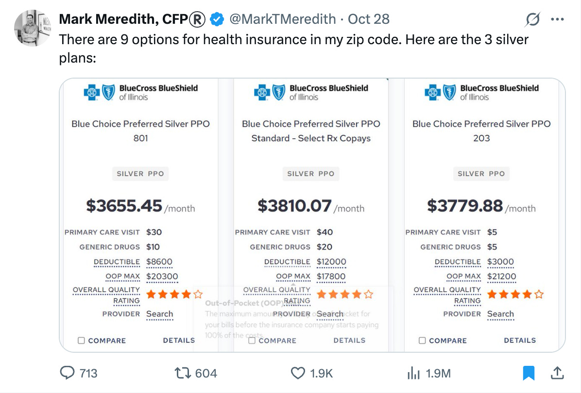 Silver plans that cost over $43,000 a year. No tax advantage since they're on the individual market. Silver plans that cost over $43,000 a year. No tax advantage since they're on the individual market.