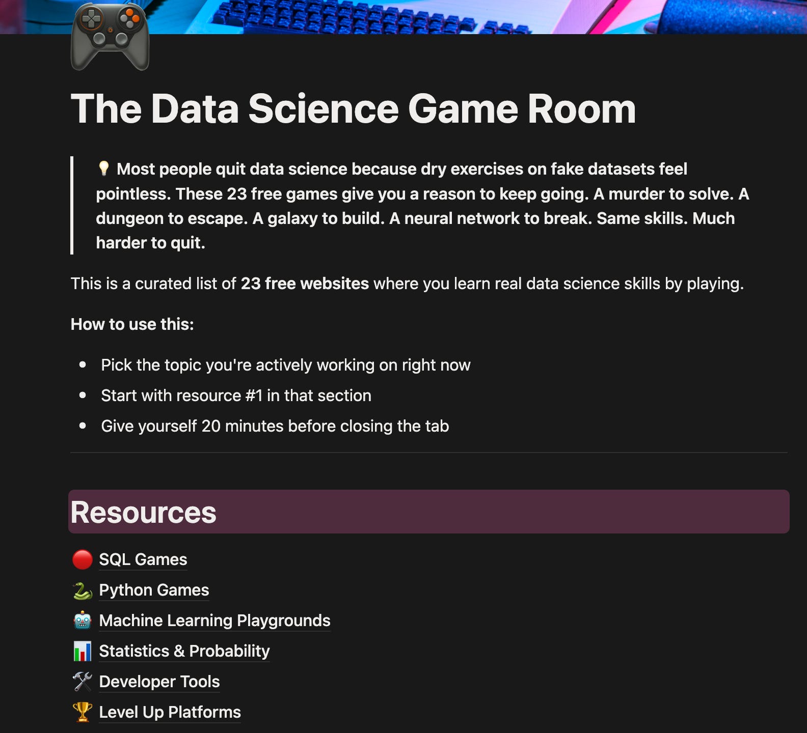 How I finally made myself learn data science by playing games