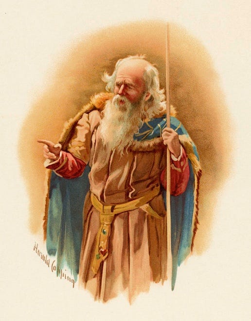 A person with a long beard holding a staff

AI-generated content may be incorrect.