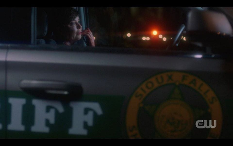 Jody calling Sam Winchester for help surrounded by monsters and bloody SPN Jody calling Sam Winchester for help surrounded by monsters and bloody SPN