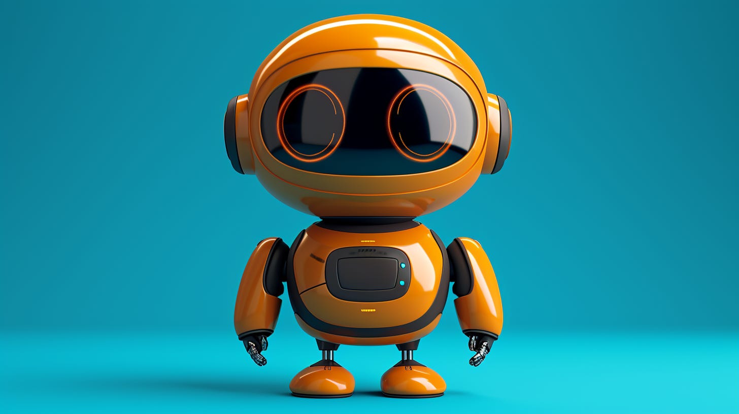 Midjourney prompt: a chatbot, colors of burnt orange and air superiority blue --no airplanes --ar 16:9 --v 6.0 --style raw Midjourney prompt: a chatbot, colors of burnt orange and air superiority blue --no airplanes --ar 16:9 --v 6.0 --style raw