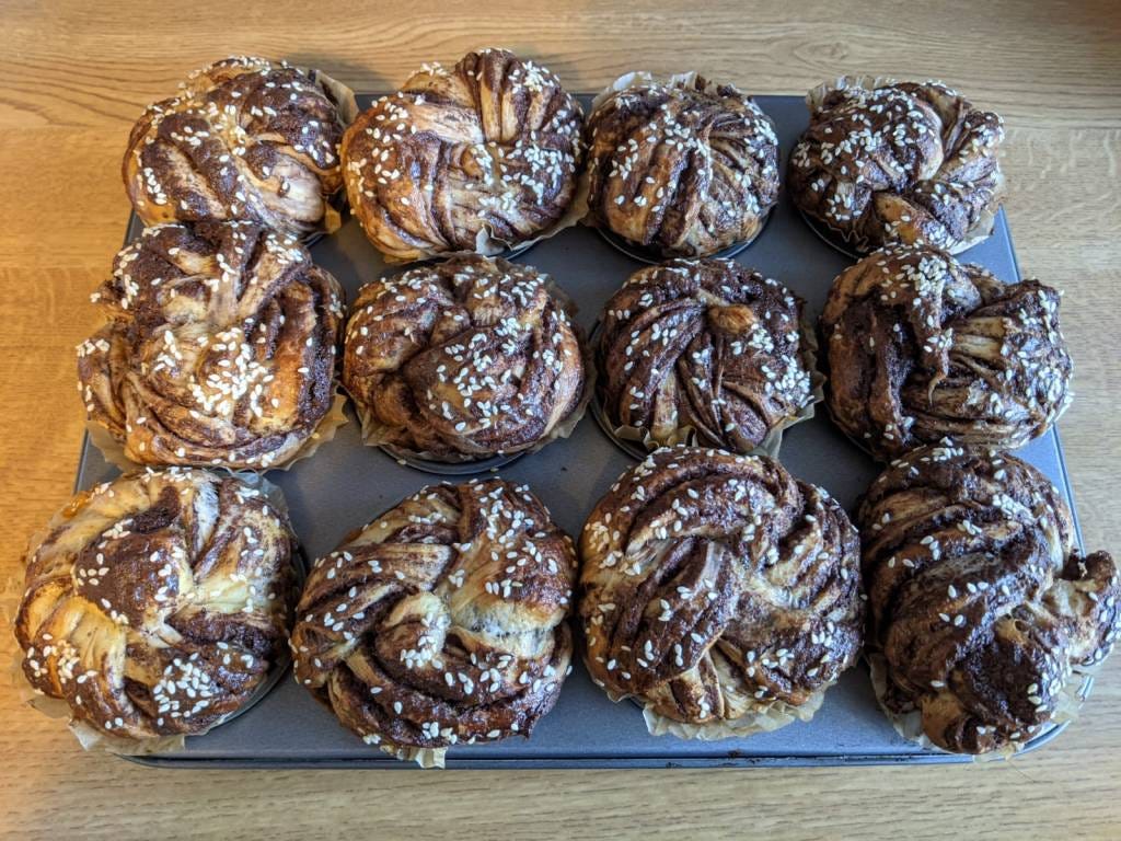 This image has an empty alt attribute; its file name is choc-tahini-buns.jpg