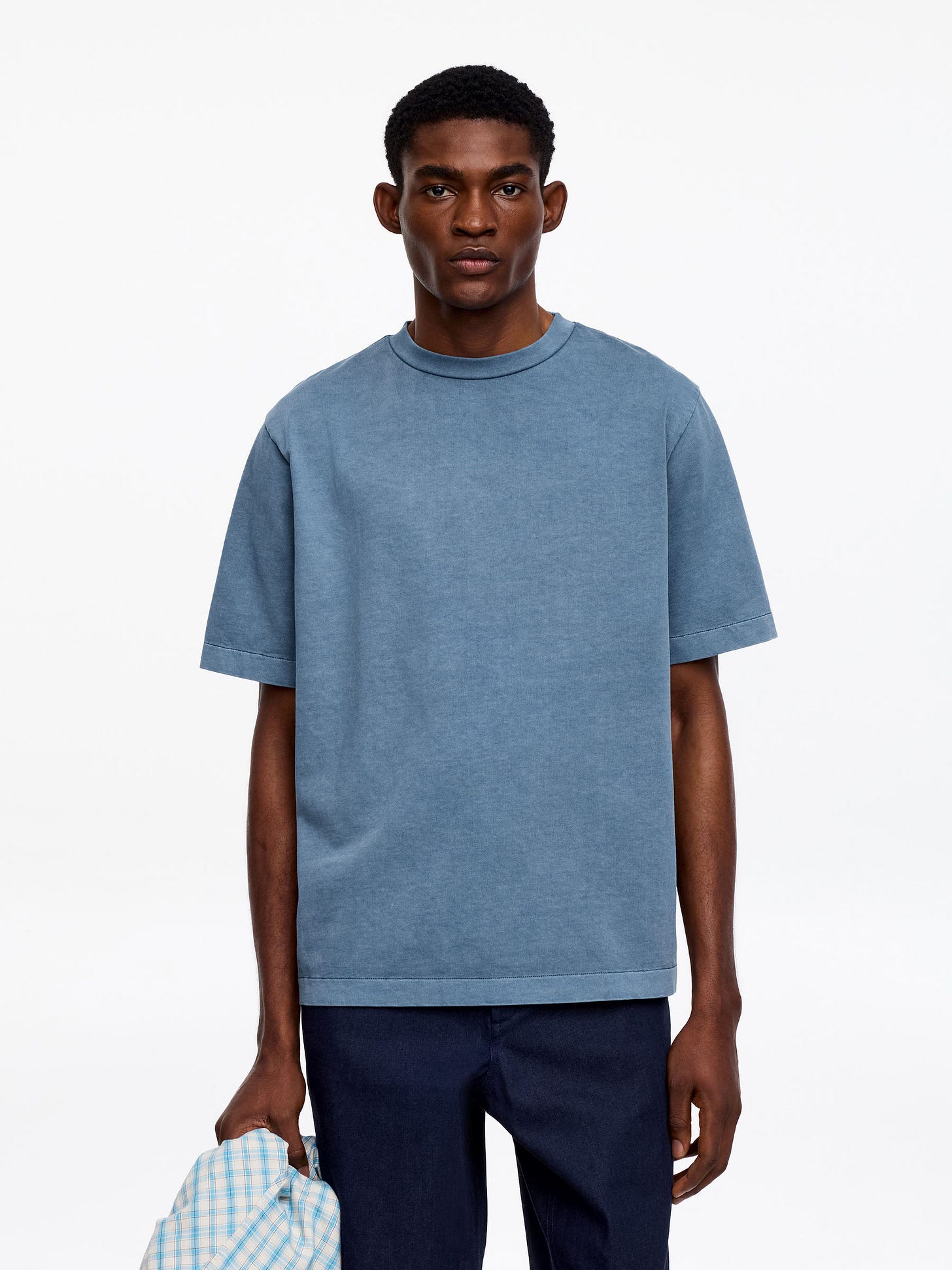 Camiseta garment dyed de punto interlock - Azul - Corte relajado - Men - StillMedia/Lookbook - 4