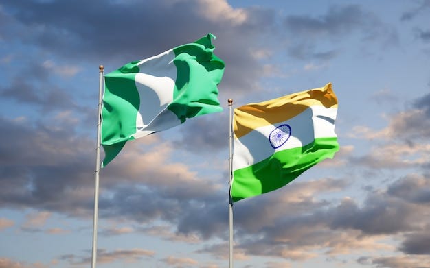 Premium Photo | Beautiful national state flags of Nigeria and India together