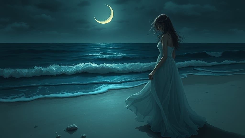 A Lone Tear Falls on a Moonlit Beach A Lone Tear Falls on a Moonlit Beach