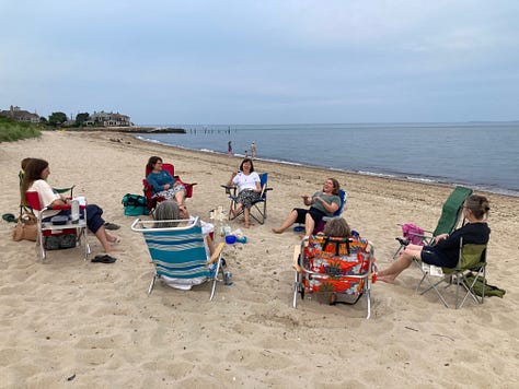 Pictures of Katie with various book club groups