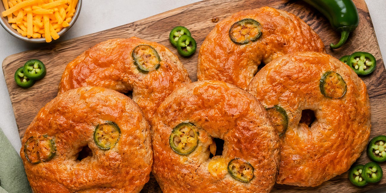 High Protein Jalapeño Cheddar Bagels (Low Carb, Gluten Free, One Bowl)