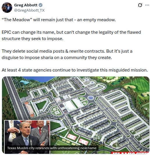 Texas Governor Greg Abbott continues to oppose the project originally known as "EPIC City", no matter what it is called.