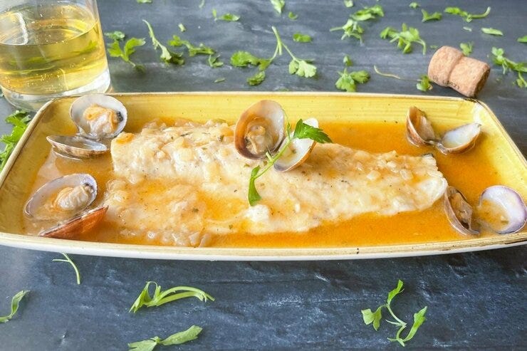 Lubina a la sidra