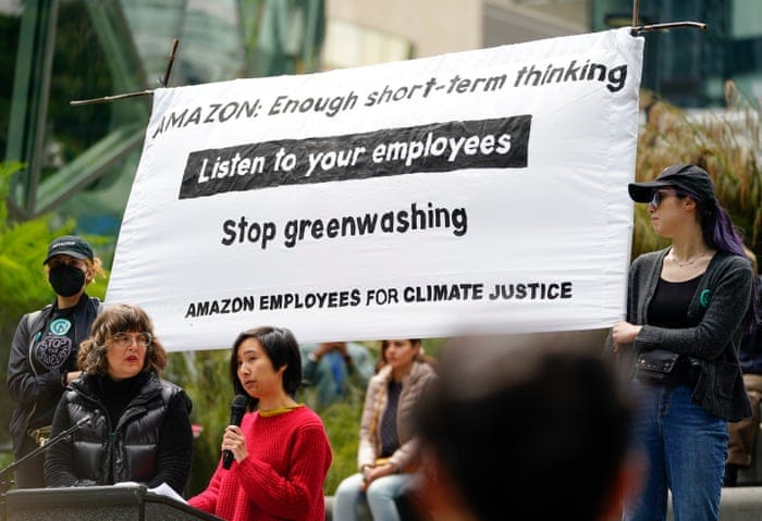 Corporate Amazon workers walk out over climate goals and return to office |  Amazon | The Guardian