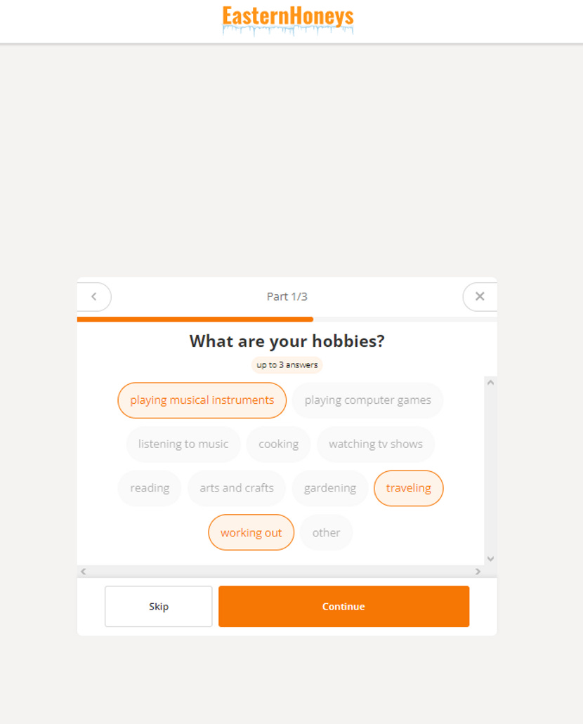 Signing up for EasternHoneys
