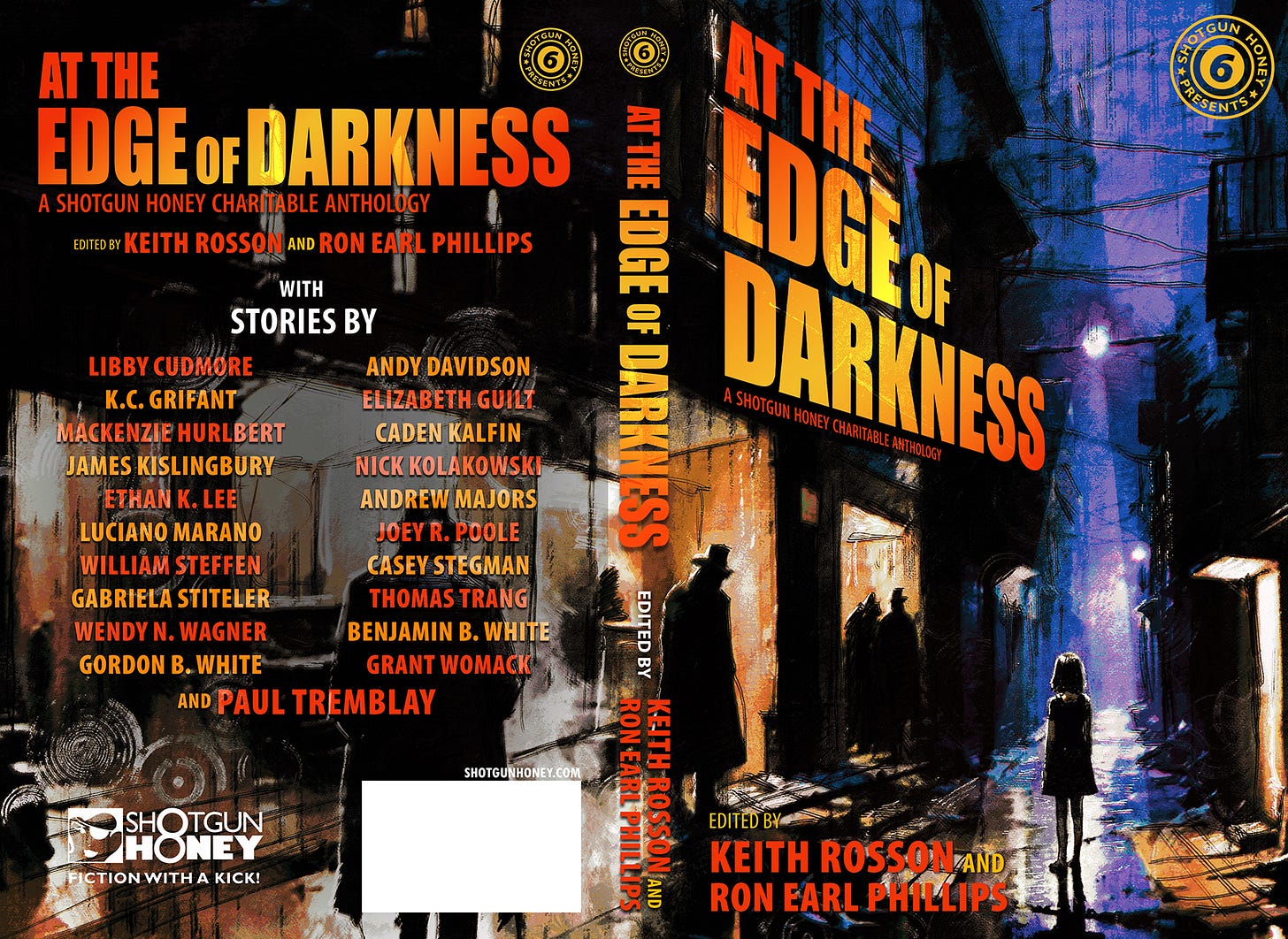 Noir-themed cover of At the Edge of Darkness