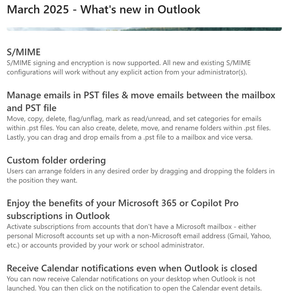 Novità di Outlook Marzo 2025 Novità di Outlook Marzo 2025