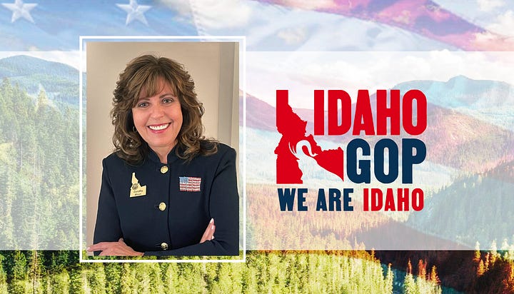 Idaho GOP Chair Dorothy Moon (left), Kootenai County Republican Central Committee Chair Brent Regan (right)