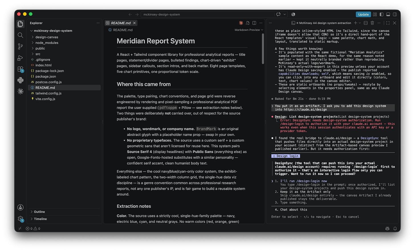Claude Code showing a failed attempt to list design-system projects, with an error explaining that DesignSync needs authorization and that slash design-login must be run to authorize it, followed by a prompt asking whether to proceed. Claude Code showing a failed attempt to list design-system projects, with an error explaining that DesignSync needs authorization and that slash design-login must be run to authorize it, followed by a prompt asking whether to proceed.