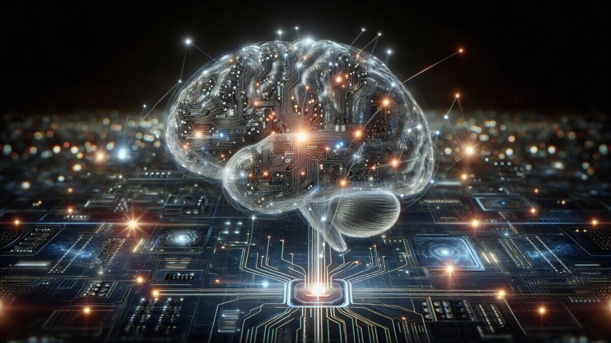 Image depicting a human brain connected to artificial intelligence Image depicting a human brain connected to artificial intelligence