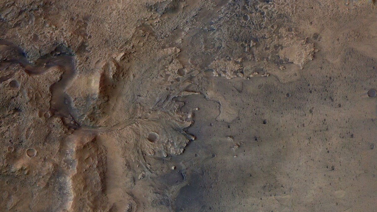 This image is of Jezero Crater on Mars, the landing site for NASA's Mars 2020 mission. This image is of Jezero Crater on Mars, the landing site for NASA's Mars 2020 mission.