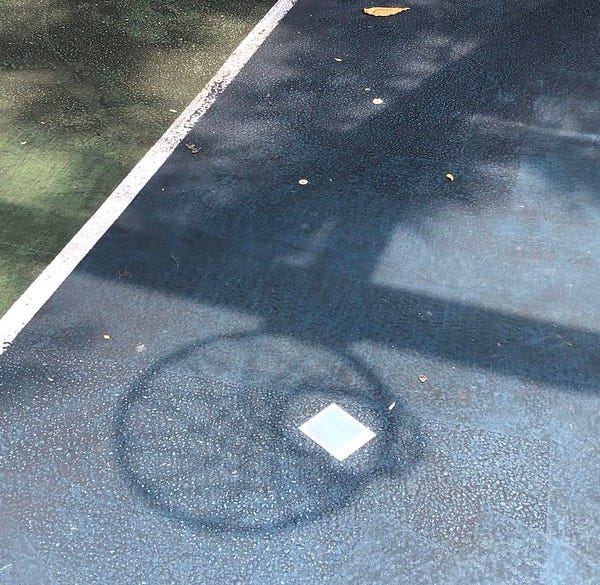 Shadows on the basketball court.