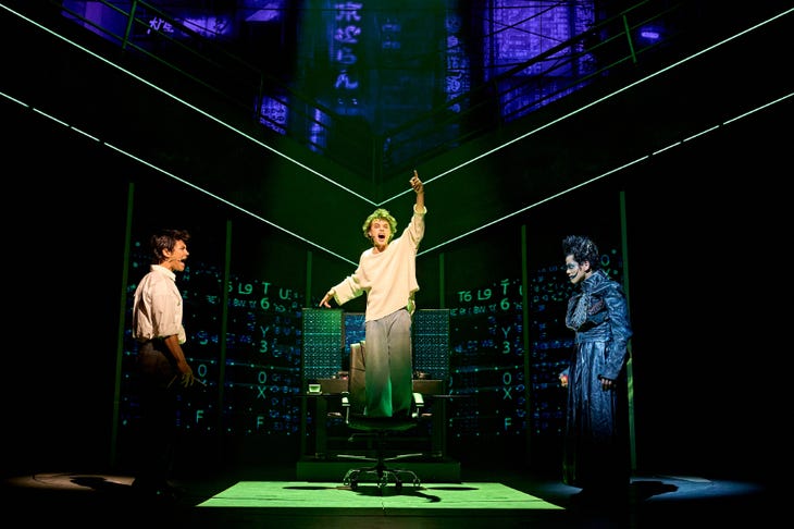 Things to do in London today: three performers singing on stage during Death Note The Musical Things to do in London today: three performers singing on stage during Death Note The Musical