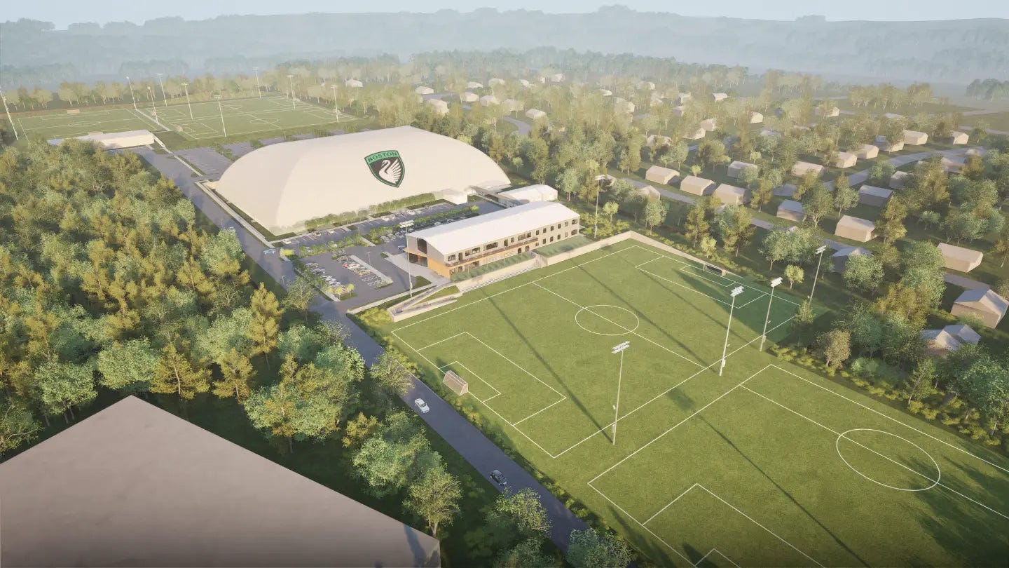 An aerial view of the renderings of Boston Legacy FC