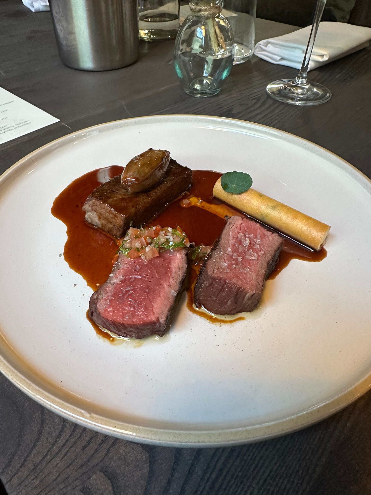 Picanha with short rib of beef and jus bras at Amai by Viktor