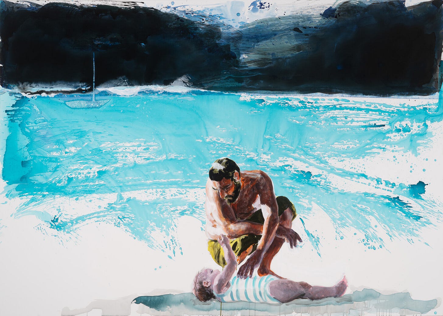 A Moment of Tenderness, 2020. Acrylic on linen. 78 x 110 inches. 