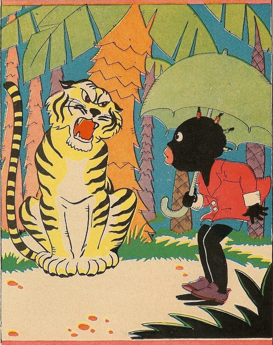 Little Black Sambo out smarts some mean, hungry tigers. 1937 | Vintage ...