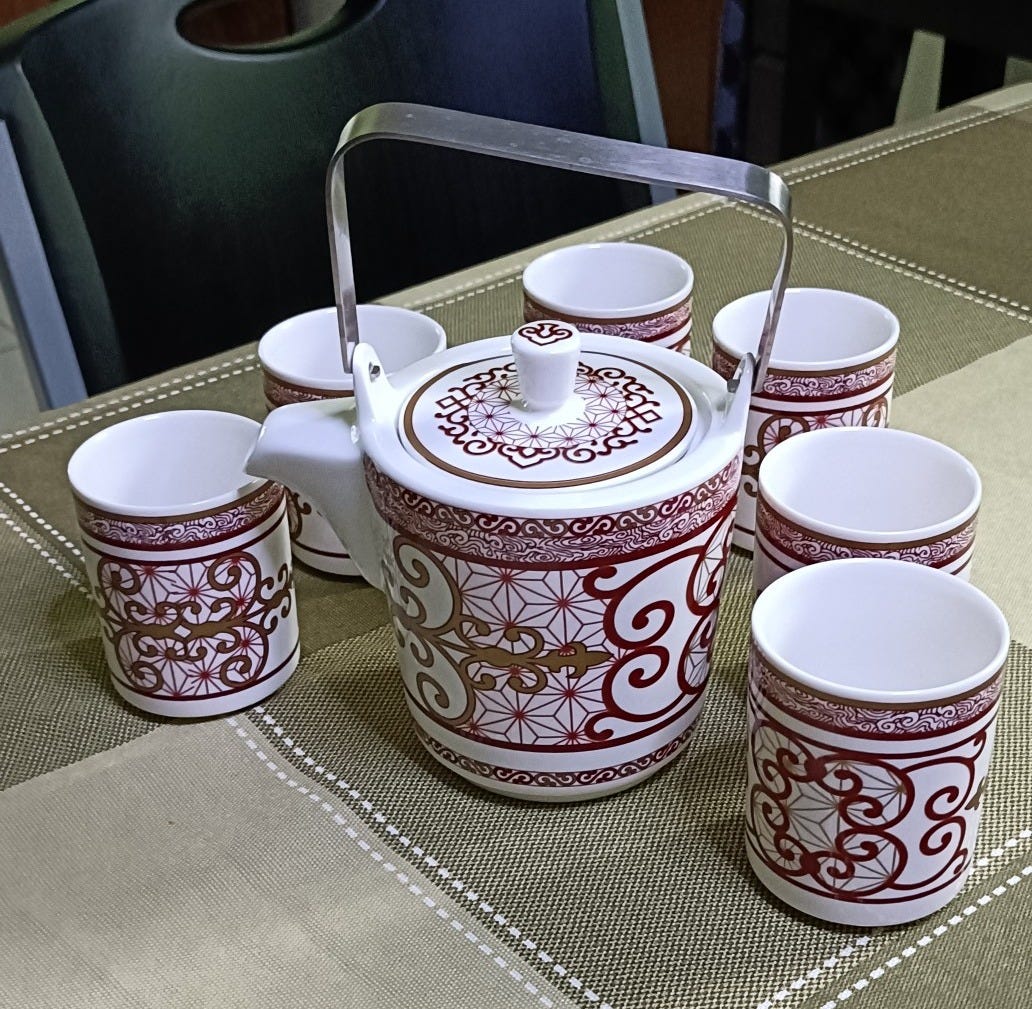 Oriental Style Tea Set with 6 cups