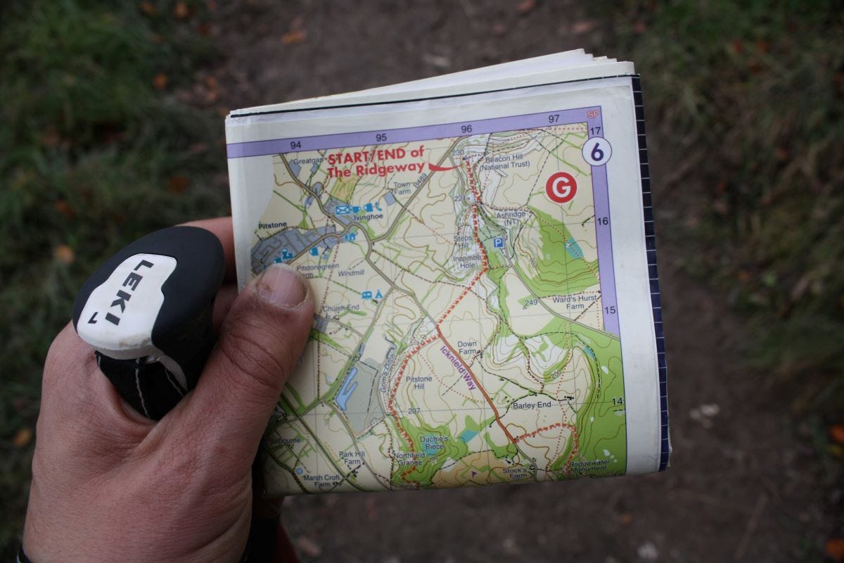 Walking map of the Ridgeway