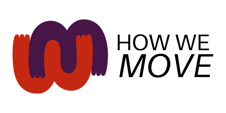 A logo featuring a red W and a purple M that look like people giving each other a hug. How We Move.
