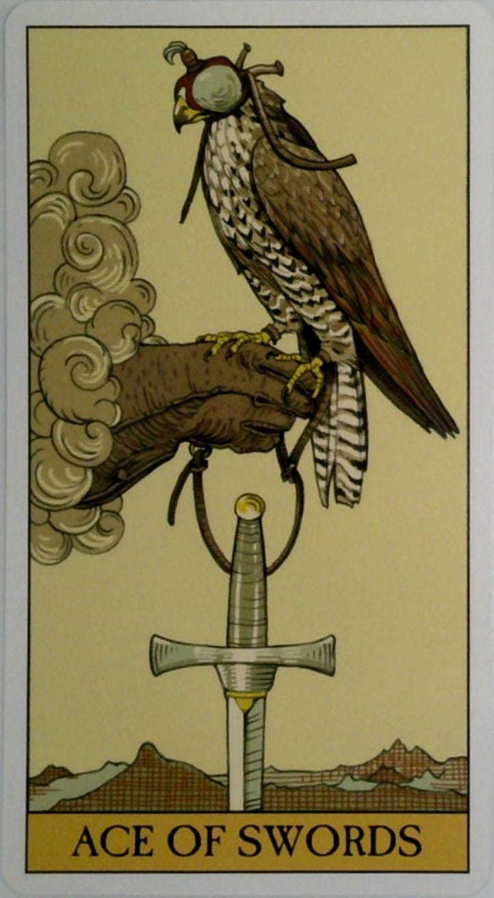 The Ace of Swords tarot card. The Ace of Swords tarot card.