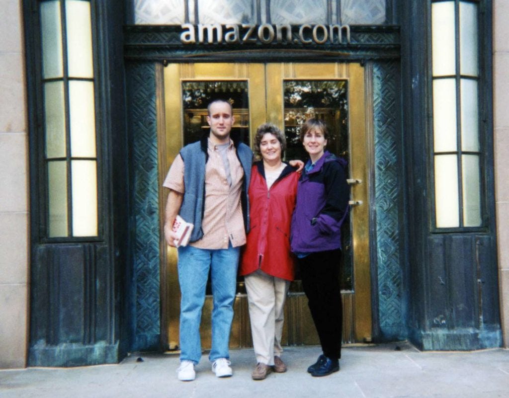 Dave Schappell in front of Amazon's PacMed headquarters, circa 1999