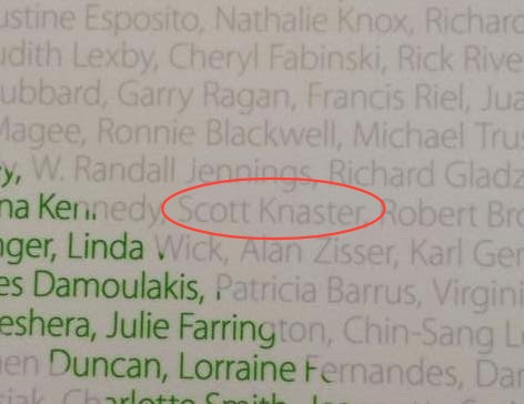 Zoomed in view of the author's name on the poster, with an ellipse added around it.