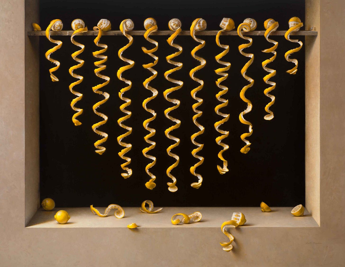Contemporary realism still life lemons